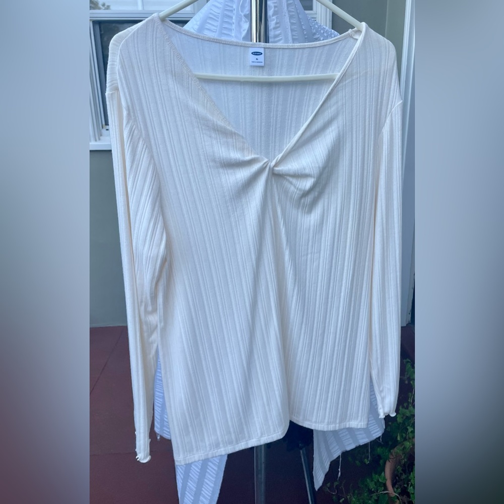 Cream Ribbed long Sleeve